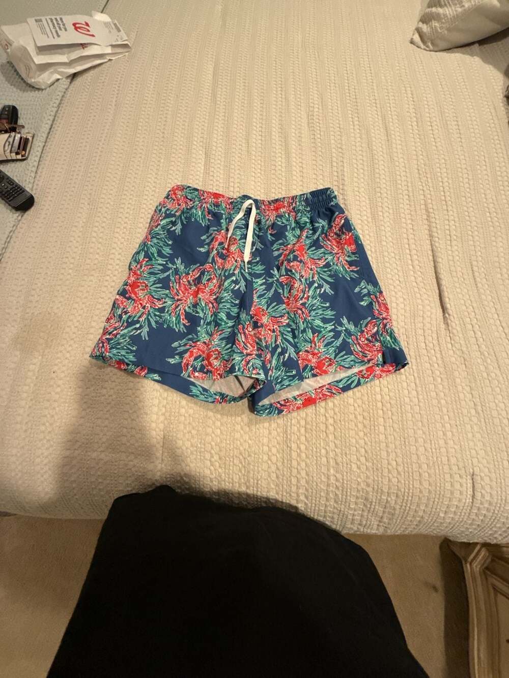 Chubbies Swim Trunks Shorts Men Medium Blue Crab Print Drawstring